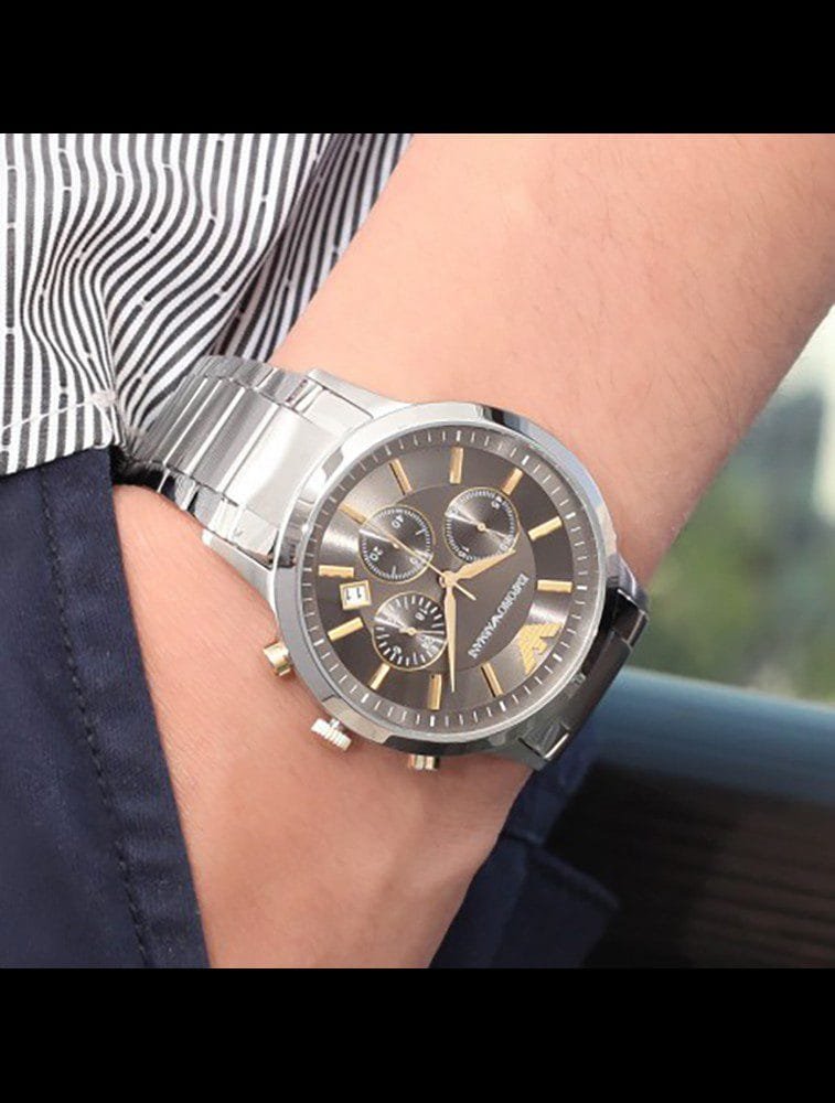 Montre Homme Emporio Armani Renato AR11047 Chronographe Argenté et Doré - الصورة 7