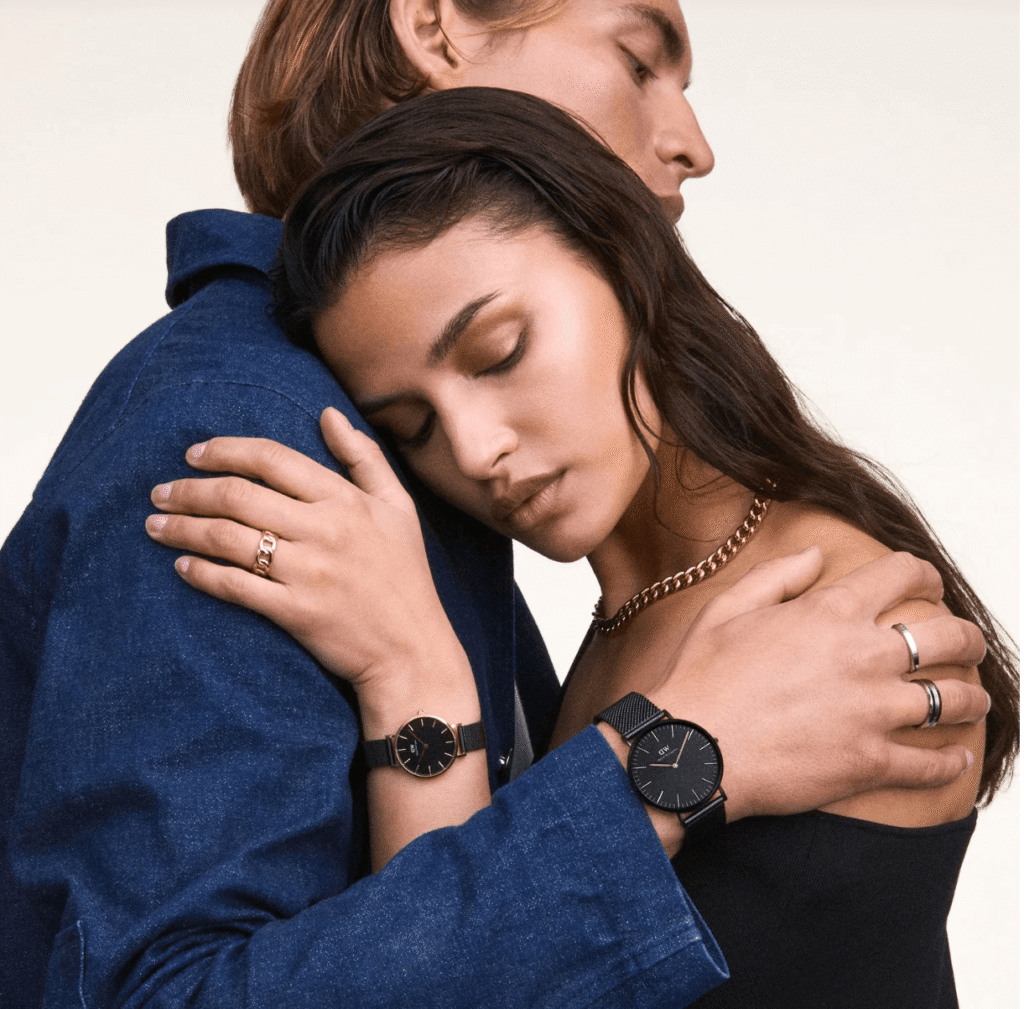 Montre Duo Exclusif Montres Daniel Wellington Couple Mesh Noir Total Black Saint-Valentin 2026 – Cadeau Romantique