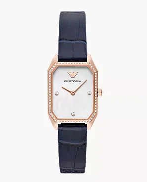 Montre Femme Emporio Armani Gioia AR11466 Or Rose et Bracelet Cuir Bleu