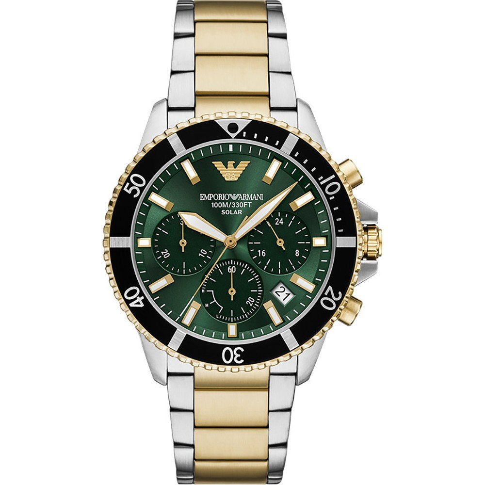 Montre Emporio Armani AR11695 World Explorer Chronographe Solaire Homme – Cadran Vert Émeraude