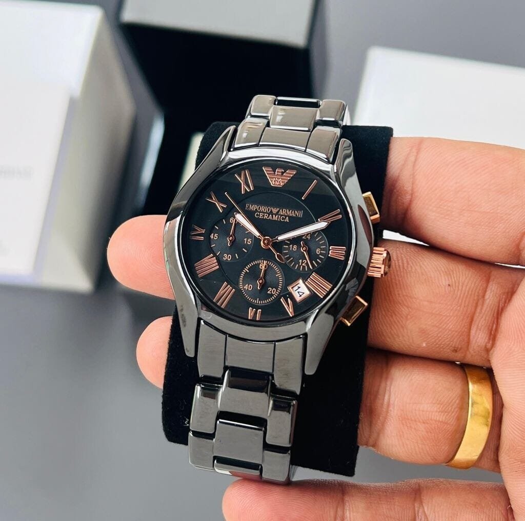 Montre Homme Emporio Armani Ceramica AR1410 Chronographe en Céramique Noire – Image 2