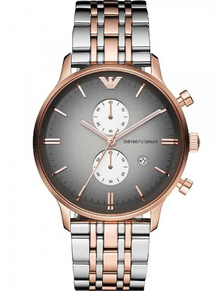 Montre Homme Emporio Armani AR1721 Chronographe Acier et Or Rose