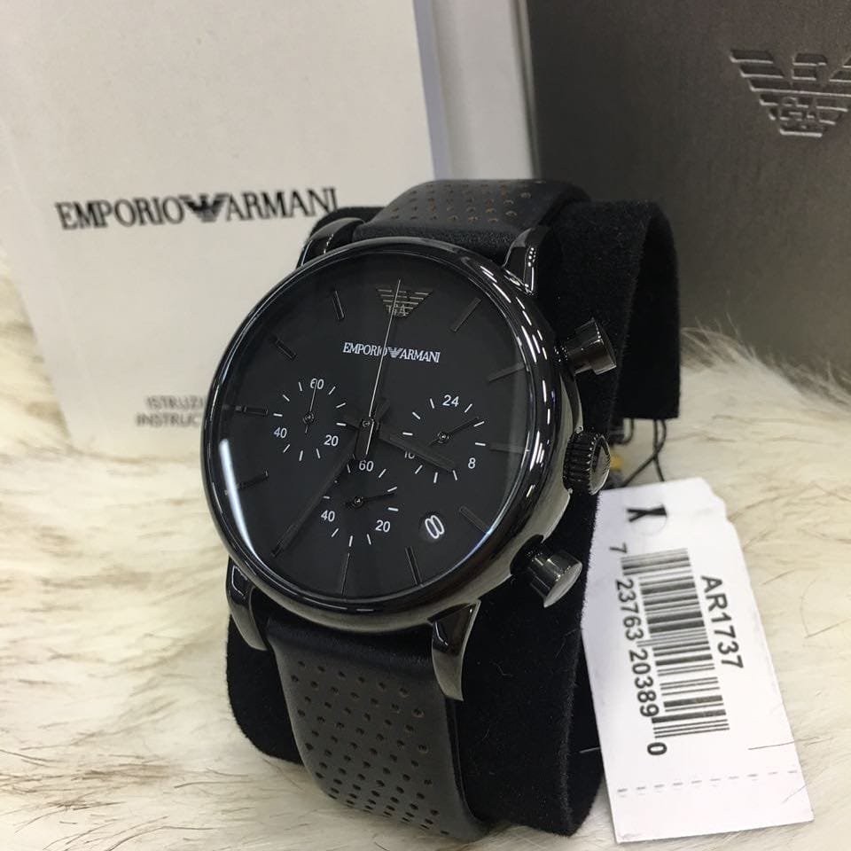 Montre Homme Emporio Armani Luigi AR1737 Chronographe Noir et Bracelet Cuir - الصورة 5