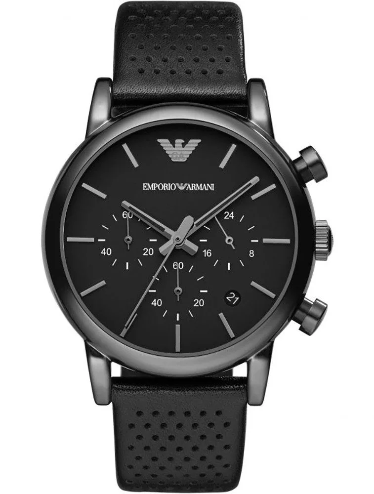 Montre Homme Emporio Armani Luigi AR1737 Chronographe Noir et Bracelet Cuir