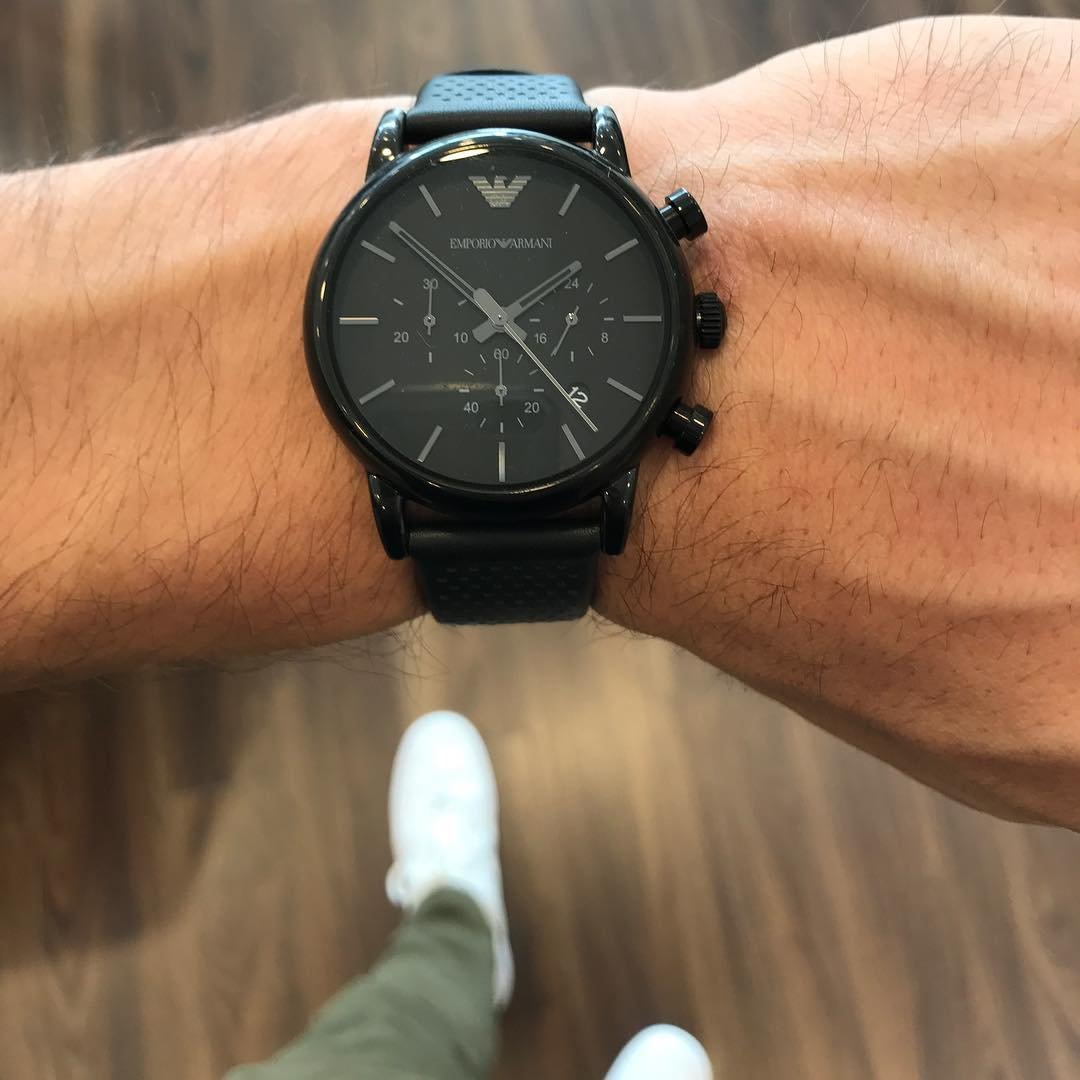 Montre Homme Emporio Armani Luigi AR1737 Chronographe Noir et Bracelet Cuir - الصورة 3
