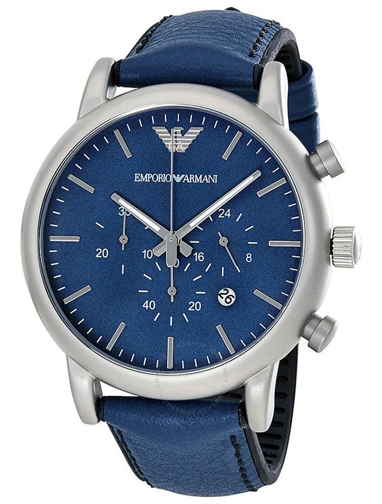 Montre Homme Emporio Armani Luigi AR1969 Chronographe Bleu et Bracelet Cuir