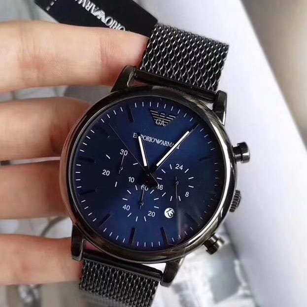 Montre Homme Emporio Armani Luigi AR1979 Chronographe Gris et Cadran Bleu - الصورة 3