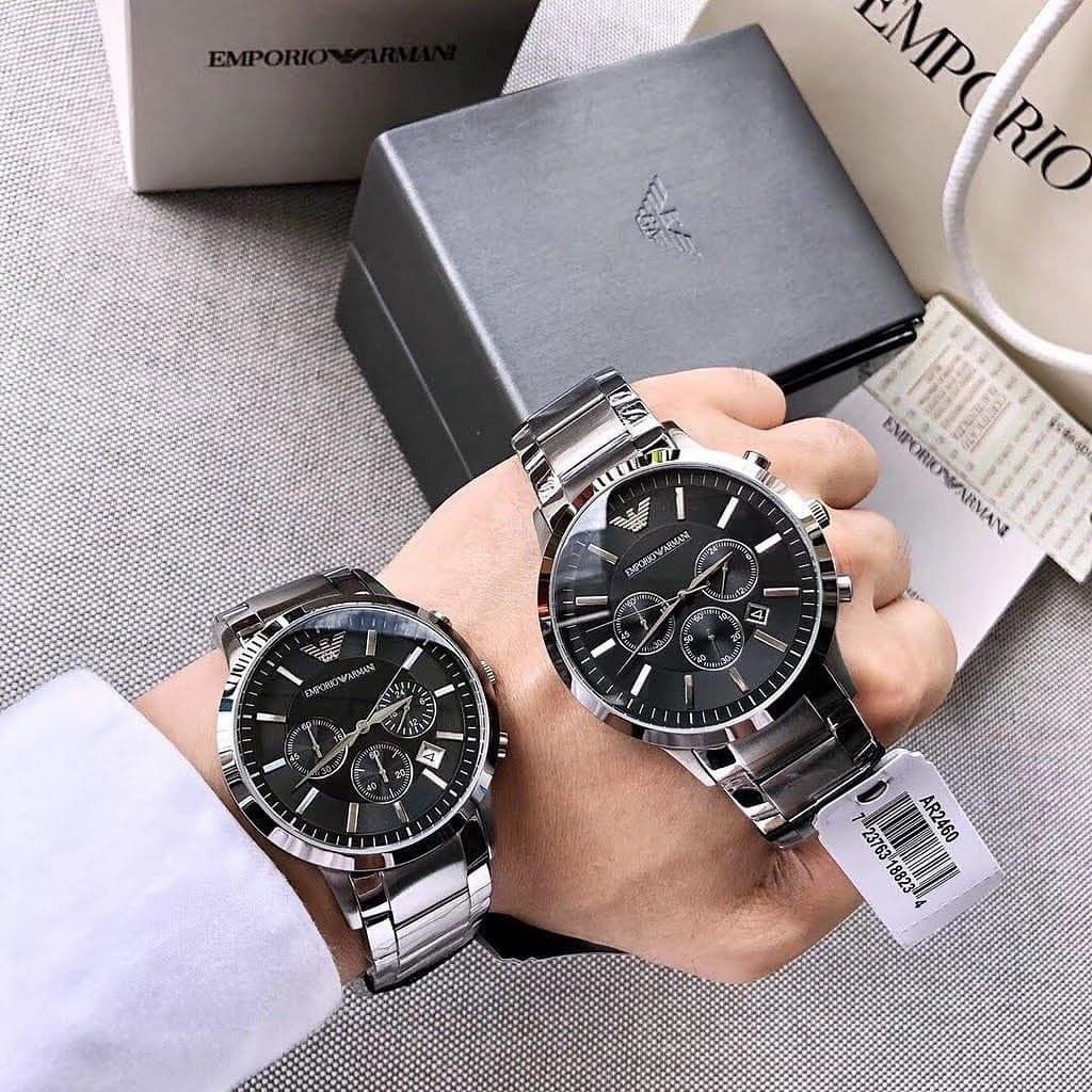 Montre Homme Emporio Armani Renato AR2434 Chronographe Argenté et Noir 43mm - الصورة 3