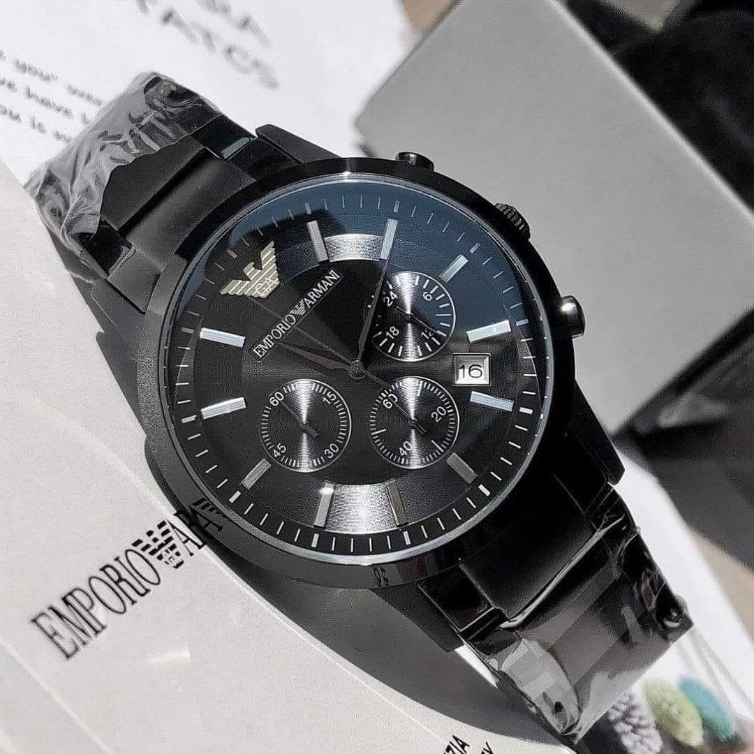 Montre Homme Emporio Armani Renato AR2453 Chronographe Noir Intégral - الصورة 2