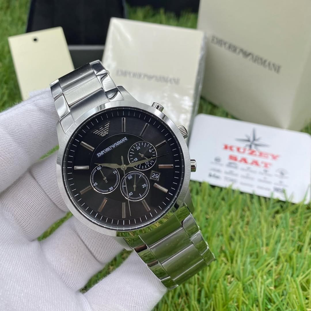 Montre Homme Emporio Armani Classic AR2460 Chronographe Argenté et Noir 46mm - الصورة 4