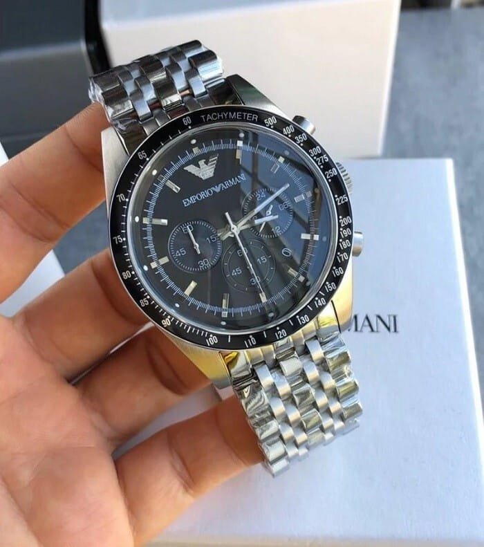 Montre Homme Emporio Armani Sportivo AR5988 Chronographe Argenté et Noir – Image 4