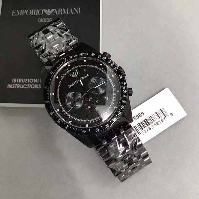 Montre Homme Emporio Armani Tazio AR5989 Chronographe Noir Intégral – Image 4
