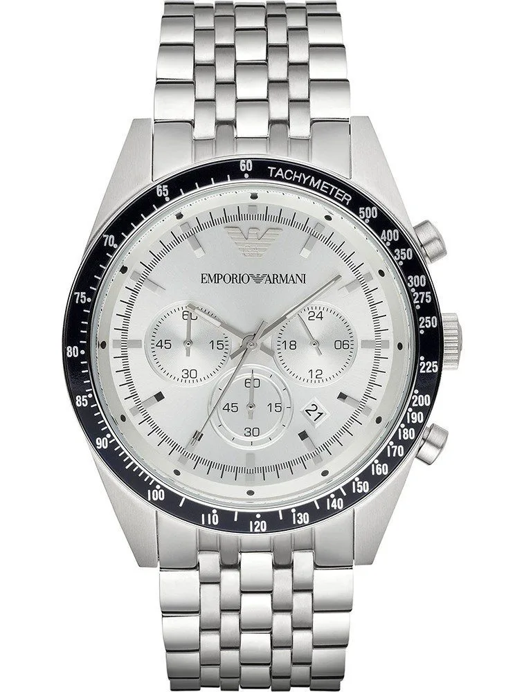 Montre Homme Emporio Armani Sportivo AR6073 Chronographe Argenté et Noir