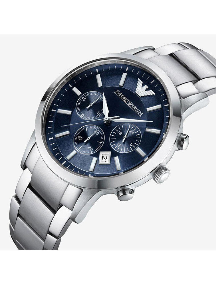 Montre Homme Emporio Armani Renato AR2448 Chronographe Argenté et Cadran Bleu - الصورة 2