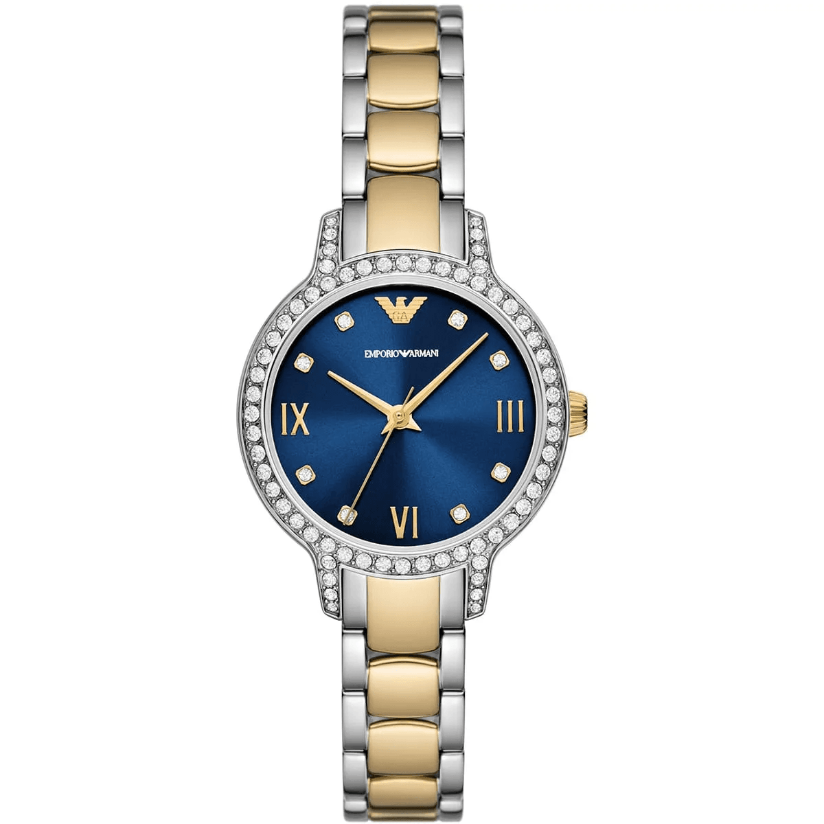 Montre Femme Emporio Armani Cleo – Acier, Bicolore & Lunette Cristaux - الصورة 3