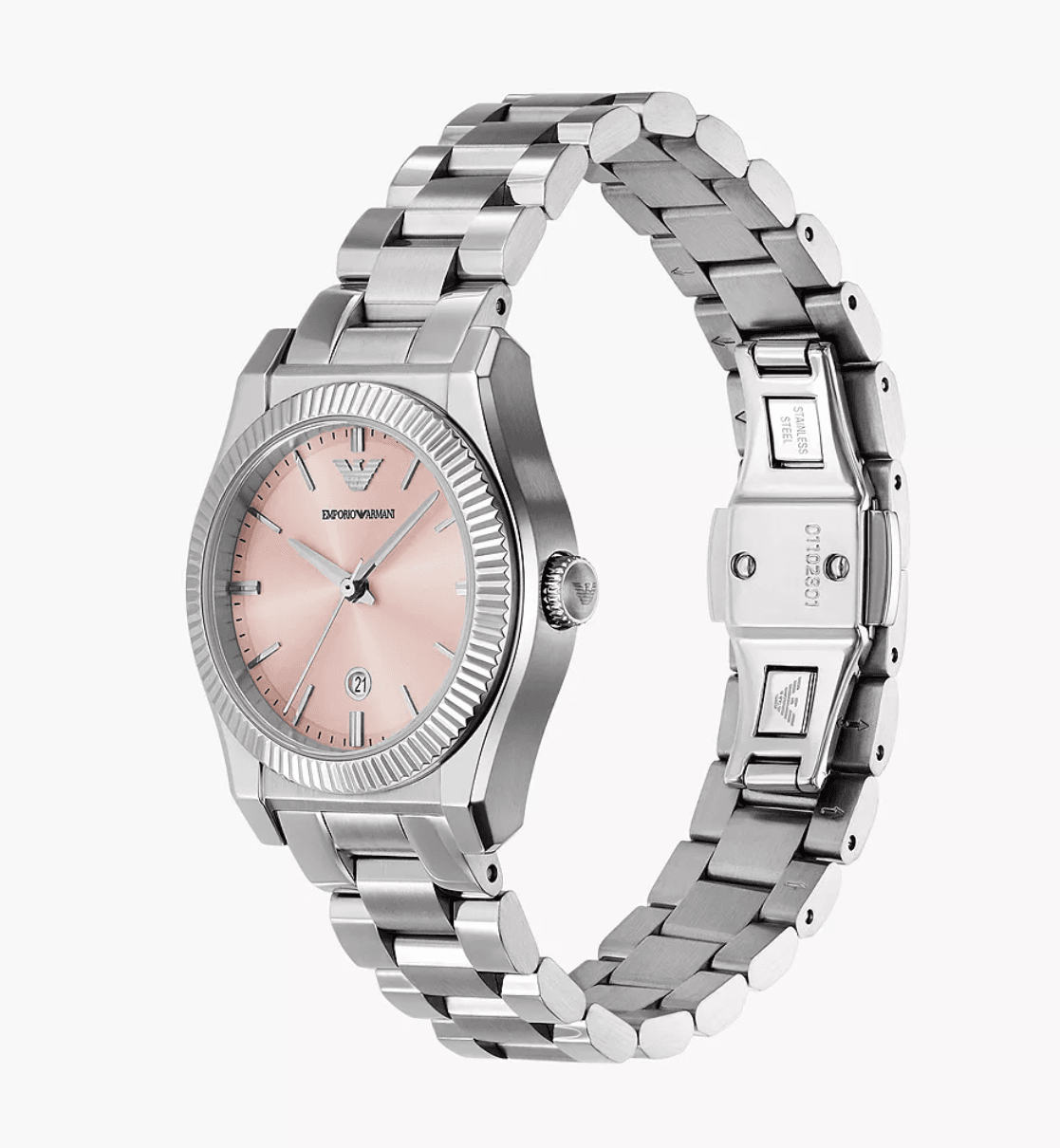 Montre Femme Emporio Armani Federica Acier Argenté 32mm (Cadran Nacre, Vert ou Rose) – Image 7