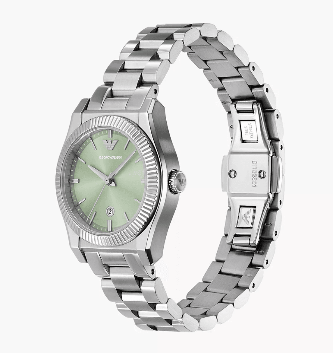 Montre Femme Emporio Armani Federica Acier Argenté 32mm (Cadran Nacre, Vert ou Rose) – Image 6