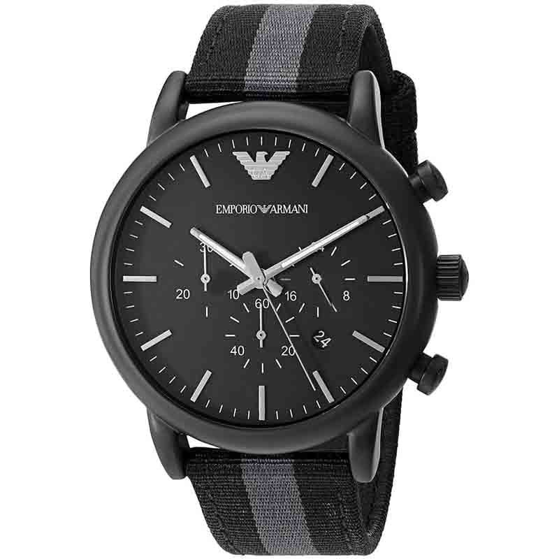 Montre Emporio Armani Luigi AR1948 Homme – Chronographe Noir Bracelet Tissu