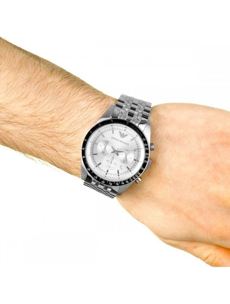 Montre Homme Emporio Armani Sportivo AR6073 Chronographe Argenté et Noir – Image 8