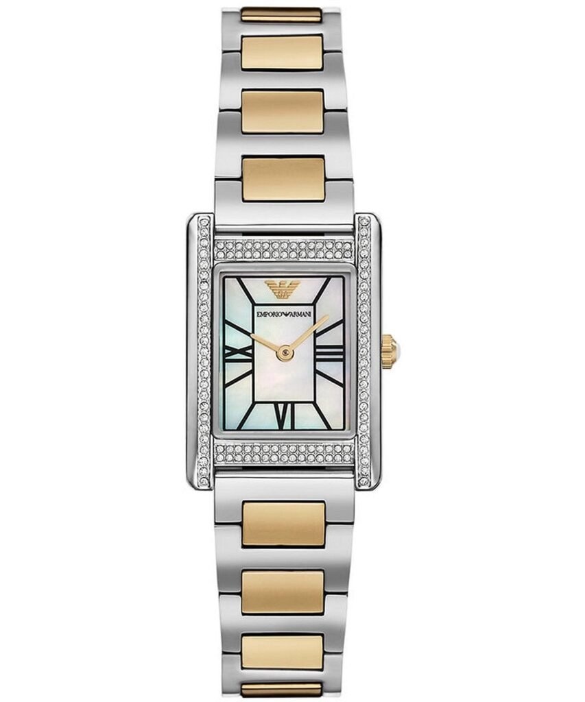 Montre Femme Emporio Armani Genni Extra Plate Bicolore Nacre et Cristaux
