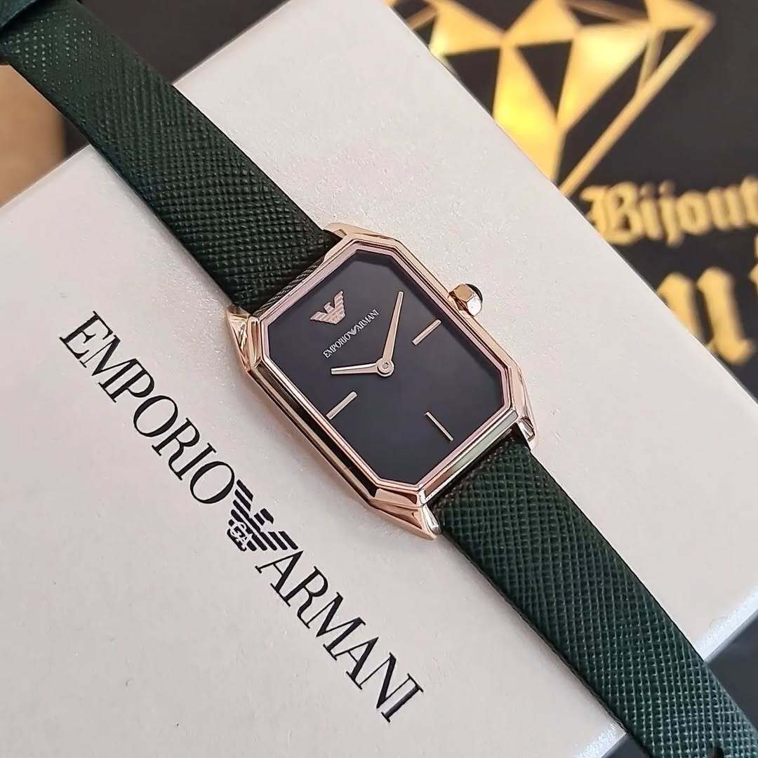 Montre Femme Emporio Armani Gioia AR11149 Or Rose et Cuir Vert 24mm - الصورة 5