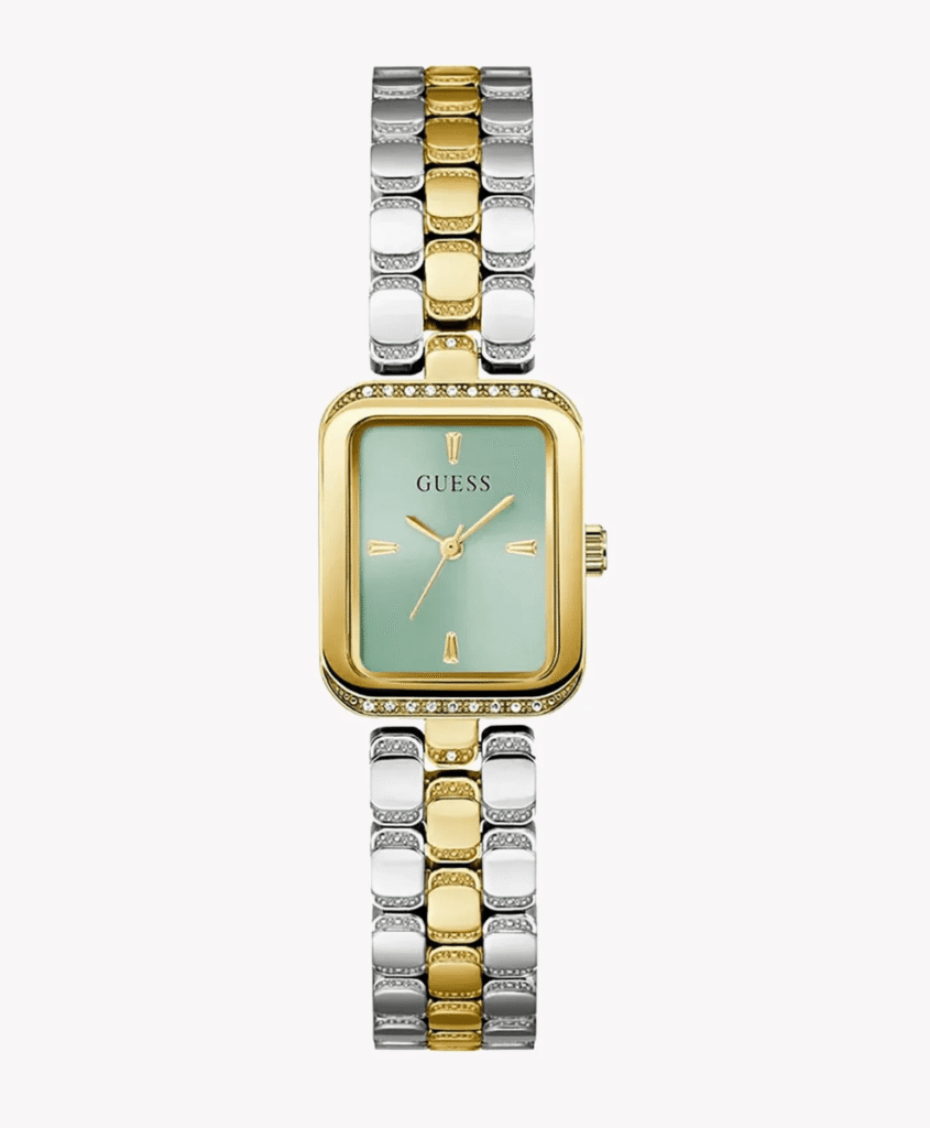Montre Femme Guess Isla GW0865L4 : Rectangulaire Bicolore & Cadran Vert Mint
