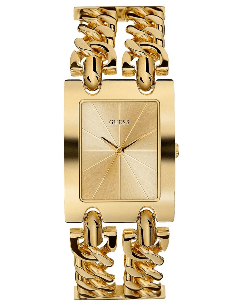 Montre Guess Femme « Heavy Metal » Bracelet Chaîne Rectangulaire (W1117L1 / L2 / L3)