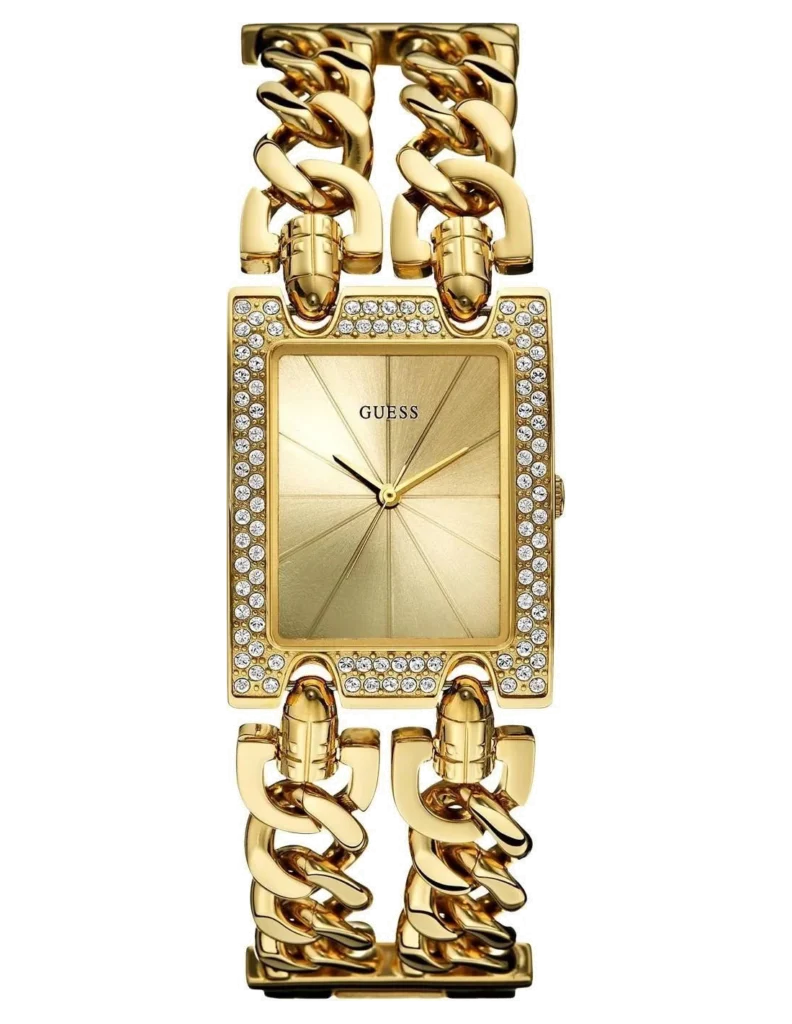 Montre Guess W0072L1 Femme – Bracelet Chaîne Acier Doré Jaune, Cadran Champagne