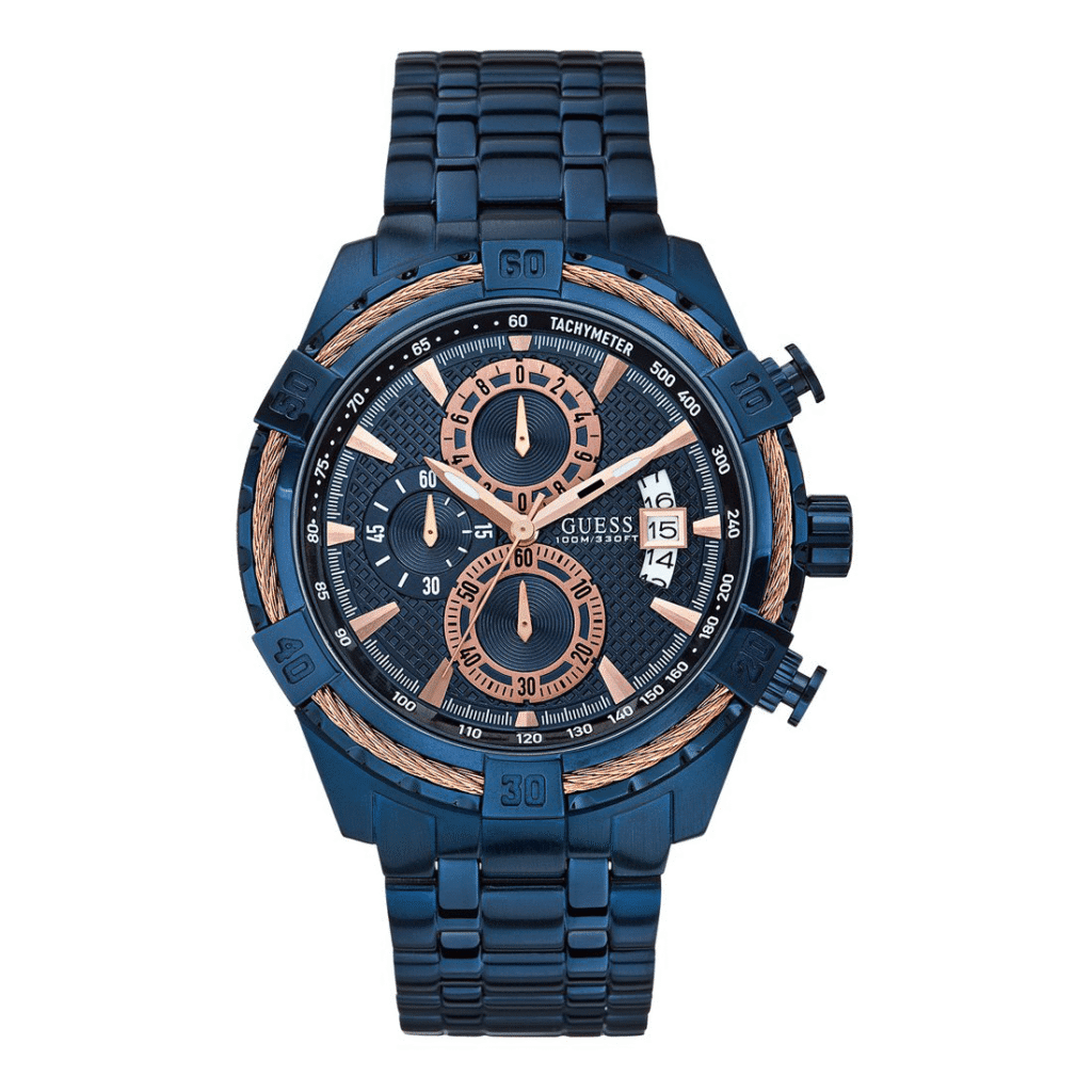 Montre Homme Guess Monterey W0522G3 Chronographe Bleu et Or Rose