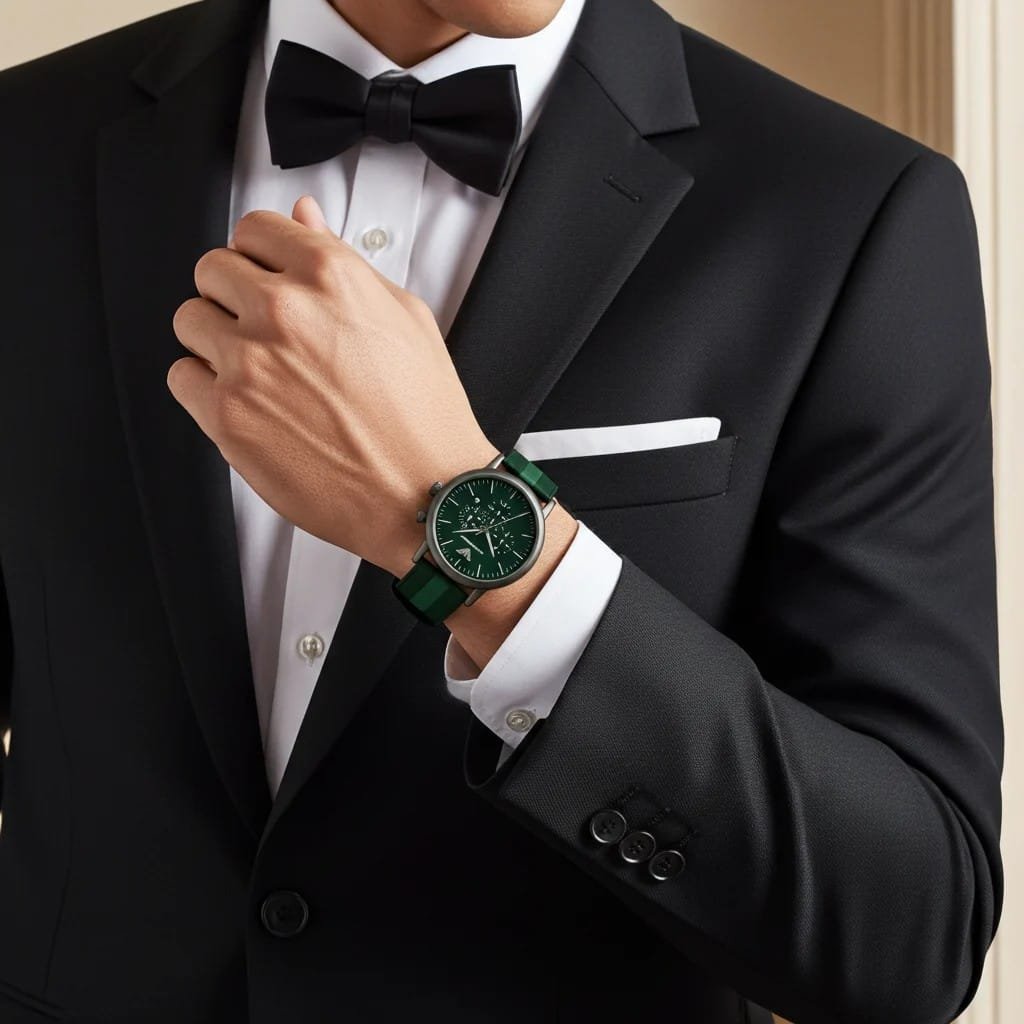Montre Homme Emporio Armani AR1950 – Chronographe Vert Kaki & Bracelet Tissu (46mm) – Image 4