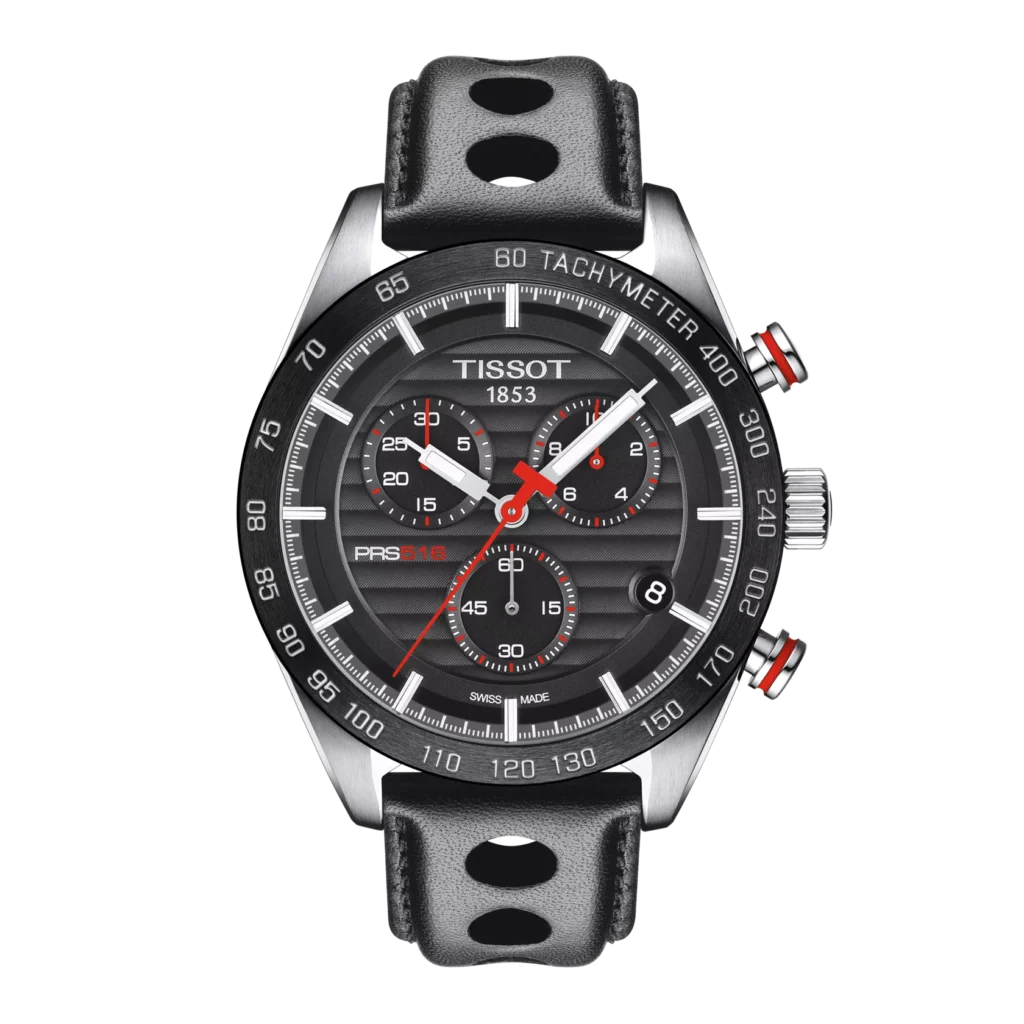 Montre Tissot PRS 516 Chronographe T1004171605100 – Montre homme Swiss Made 42 mm cuir noir