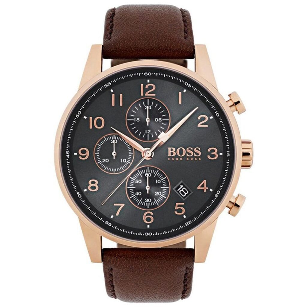 Montre Hugo Boss 1513496 Chronographe Homme Or Rose et Cuir Marron