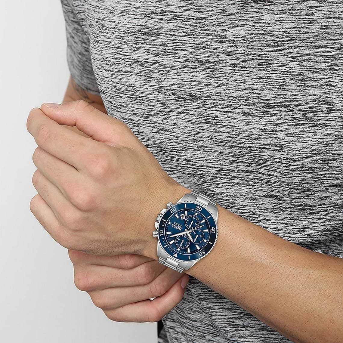 Montre Homme Hugo Boss Admiral 1513907 Chronographe Bleu et Argenté - الصورة 3