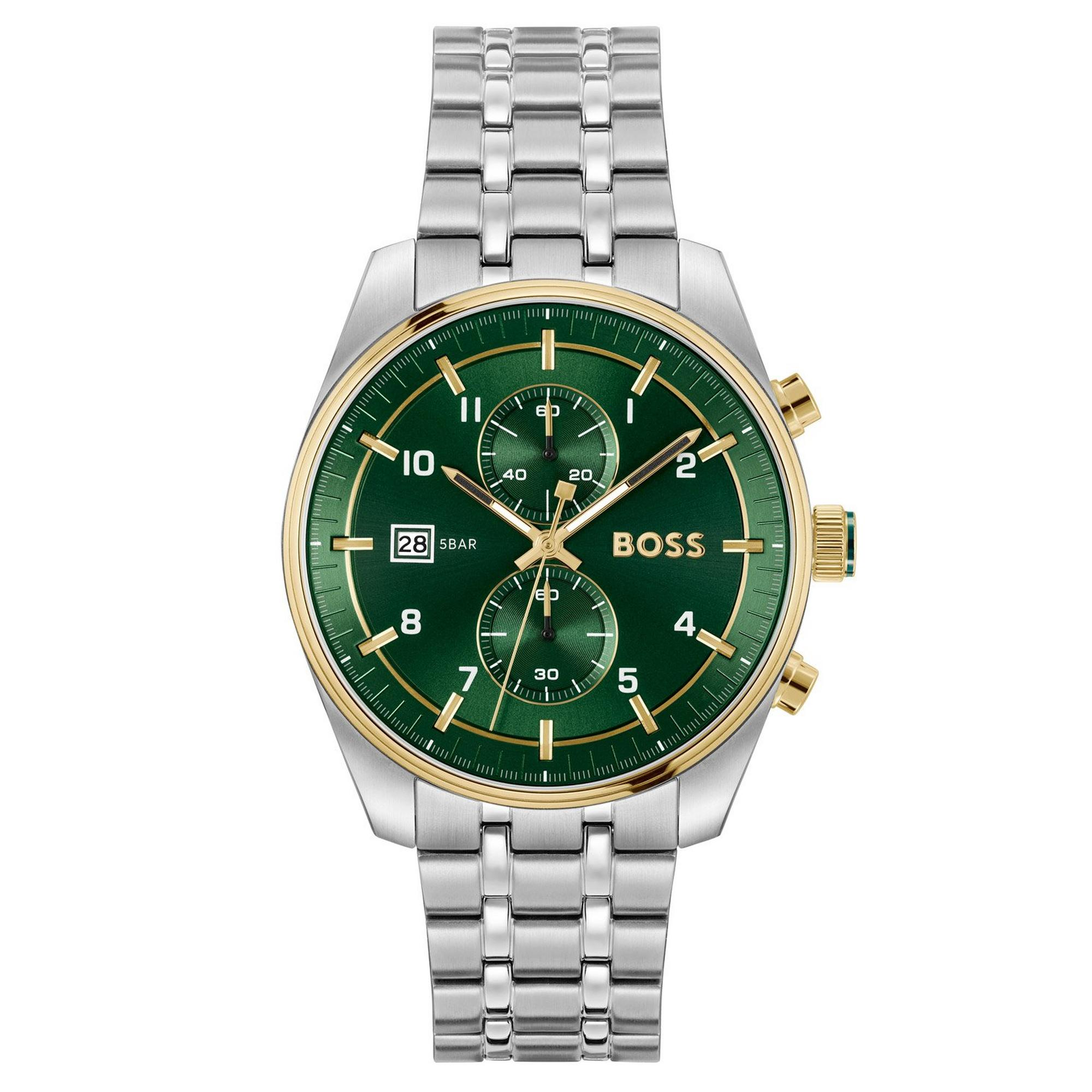Montre Hugo Boss 1514195 Skytraveller Chronographe Cadran Vert Acier Pour Homme