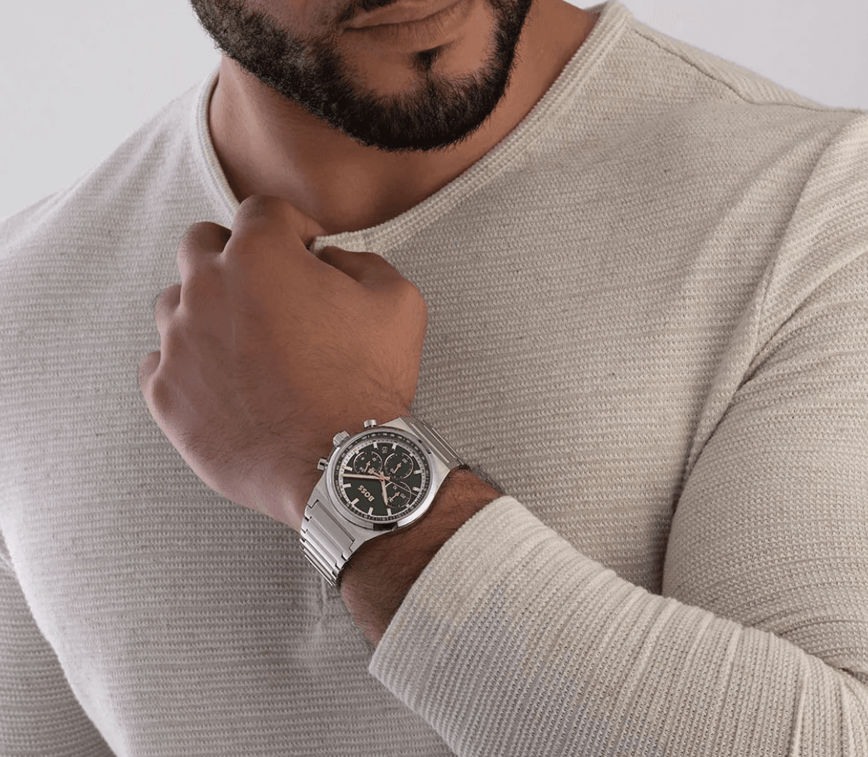 Montre Chronographe Hugo Boss 1514220 en Acier, Cadran Vert et Détails Dorés Homme – Image 4
