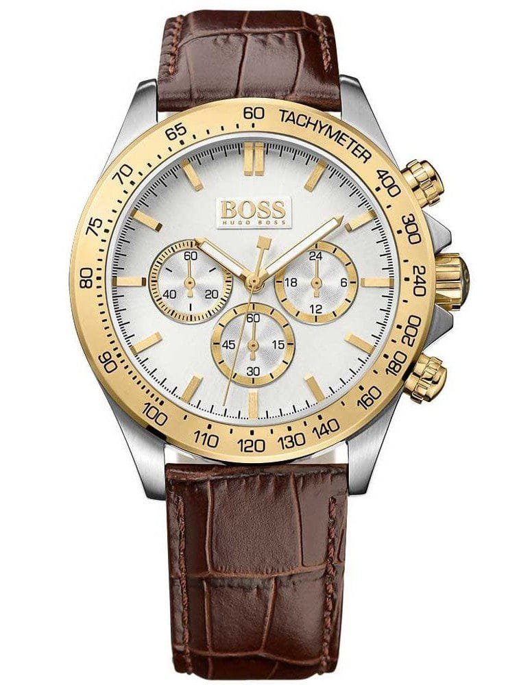 Montre Hugo Boss 1513174 Chronographe Bicolore Cuir Marron Homme