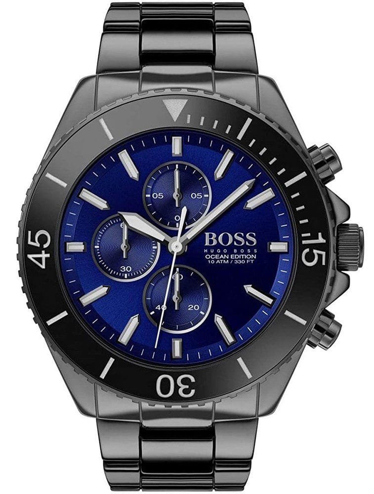 Montre Hugo Boss Ocean Edition homme noire cadran bleu
