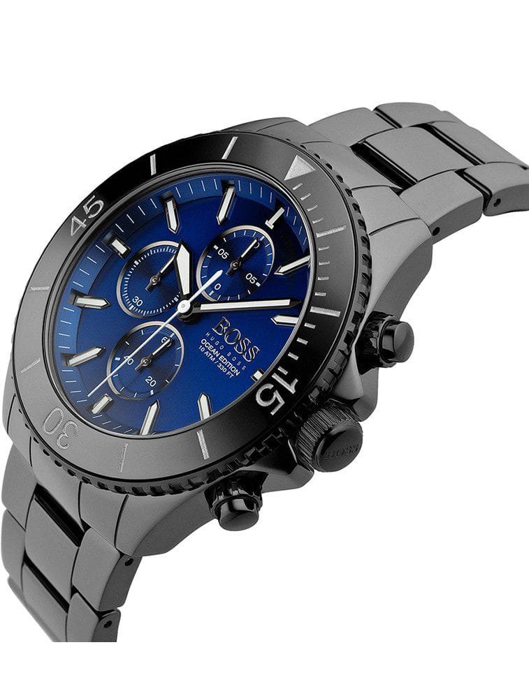 Montre Hugo Boss Ocean Edition homme noire cadran bleu – vue 2