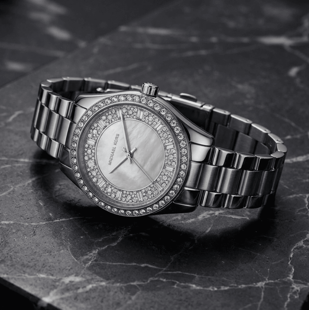 Montre Michael Kors MK7445 Lexington – Montre Femme Acier Argenté, Cadran Nacré et Cristaux - الصورة 5