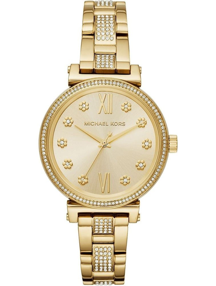 Montre Femme Michael Kors Sofie MK3881 Dorée avec Cadran à Fleurs en Cristaux