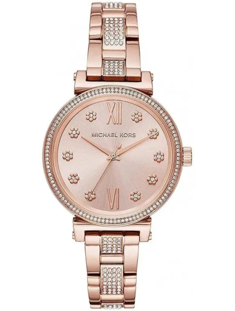 Montre Femme Michael Kors Sofie MK3882 Or Rose avec Cadran à Fleurs en Cristaux