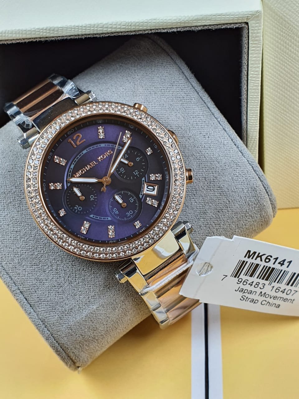 Montre Michael Kors Parker MK6141 Acier et Or Rose, Cadran Bleu Femme – Image 2