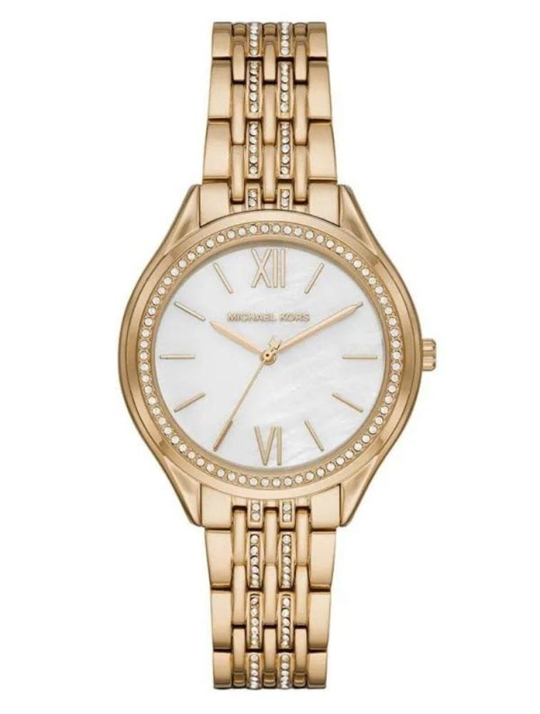 Montre Femme Michael Kors Mindy MK7078 Dorée, Cadran Nacre et Bracelet Pavé