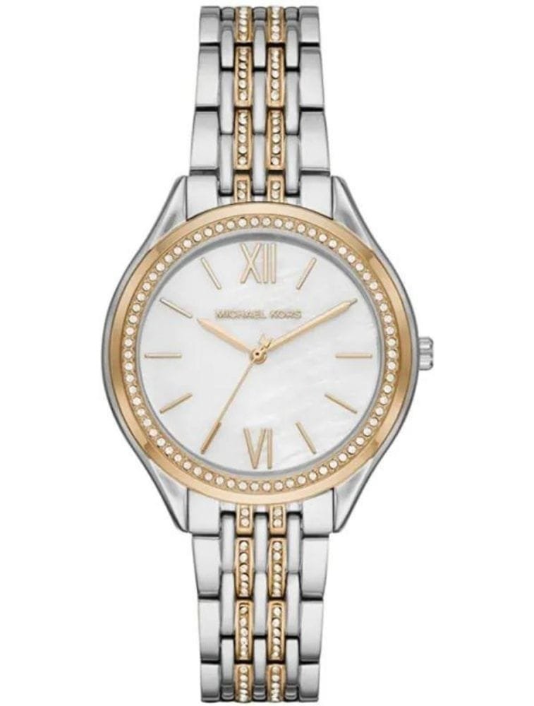 Montre Femme Michael Kors Mindy MK7084 Bicolore Acier et Doré, Bracelet Pavé