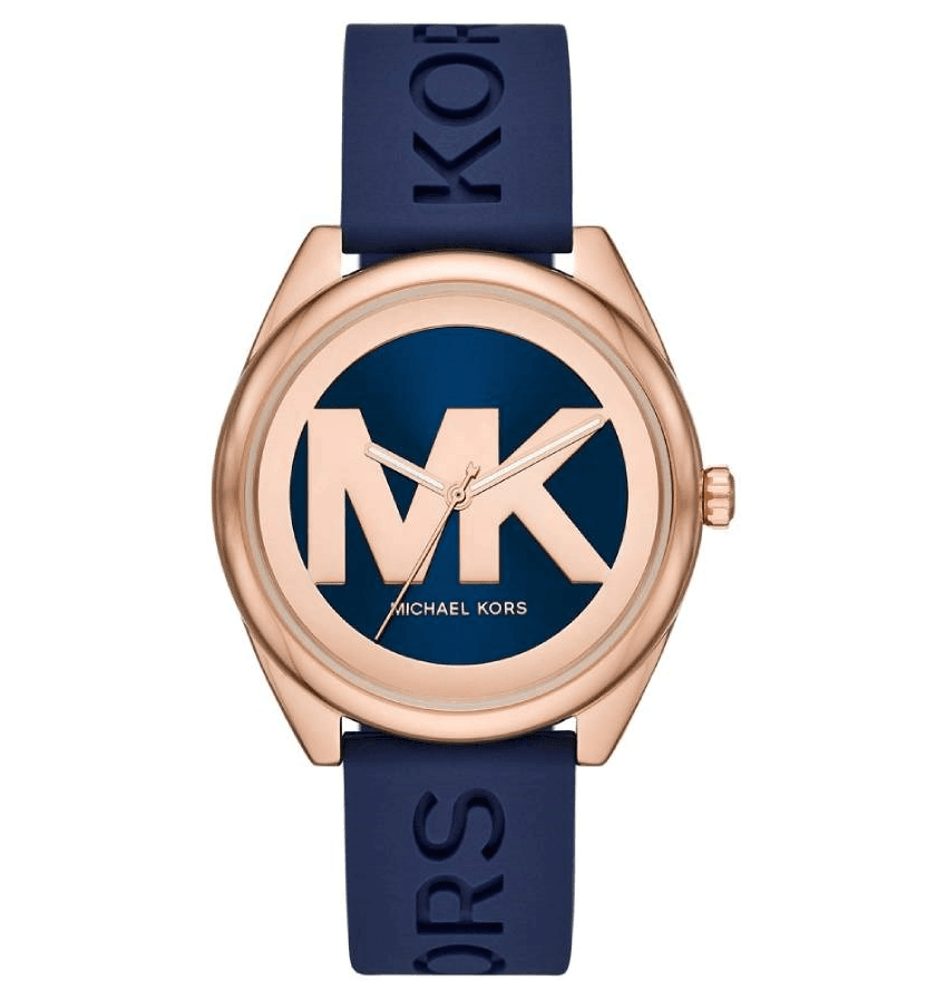 Montre Michael Kors Janelle MK7140 – Or Rose Bracelet Silicone Bleu (MK7140) Femme