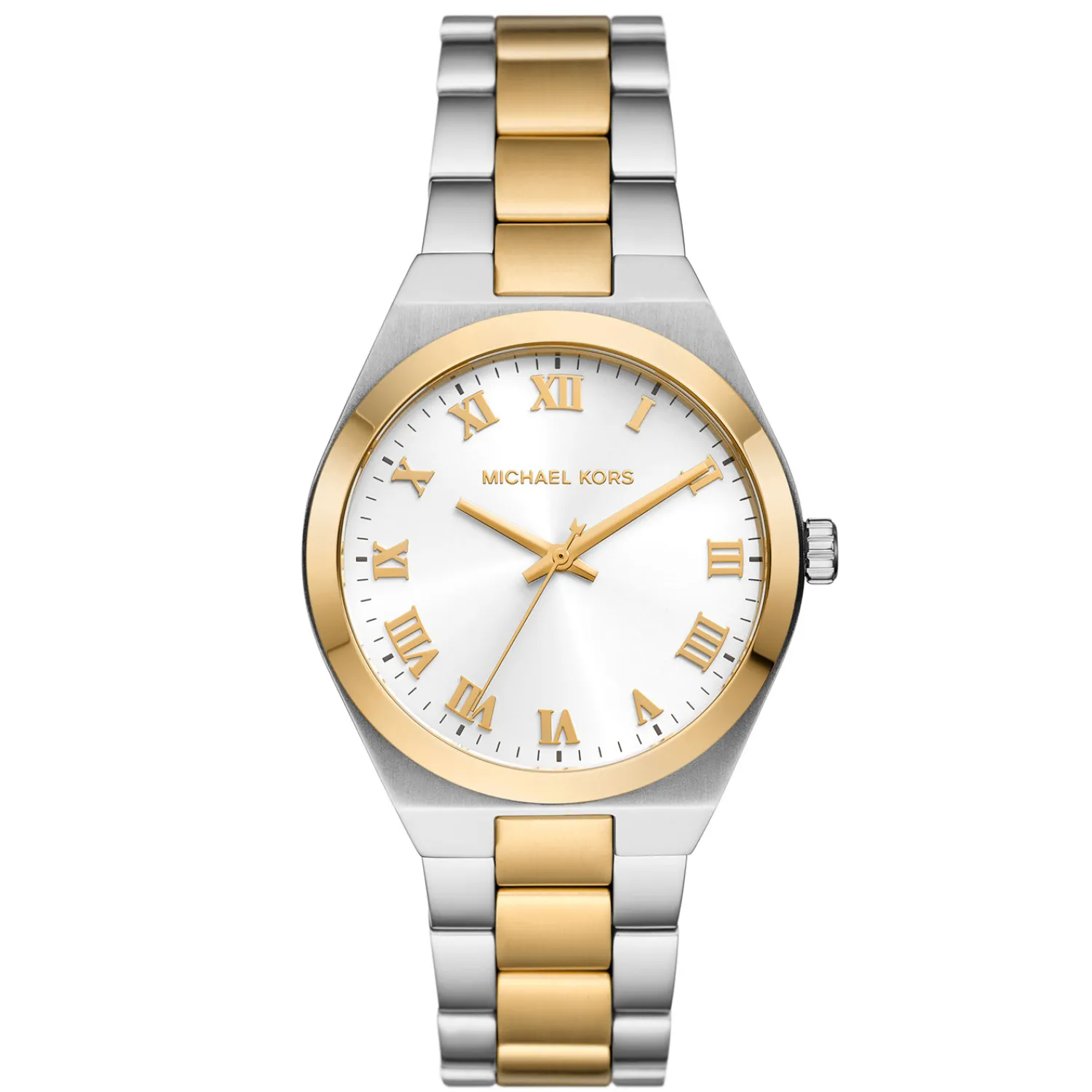 Montre Femme Michael Kors Lennox MK7464 Bicolore 37mm, Cadran Blanc et Chiffres Romains