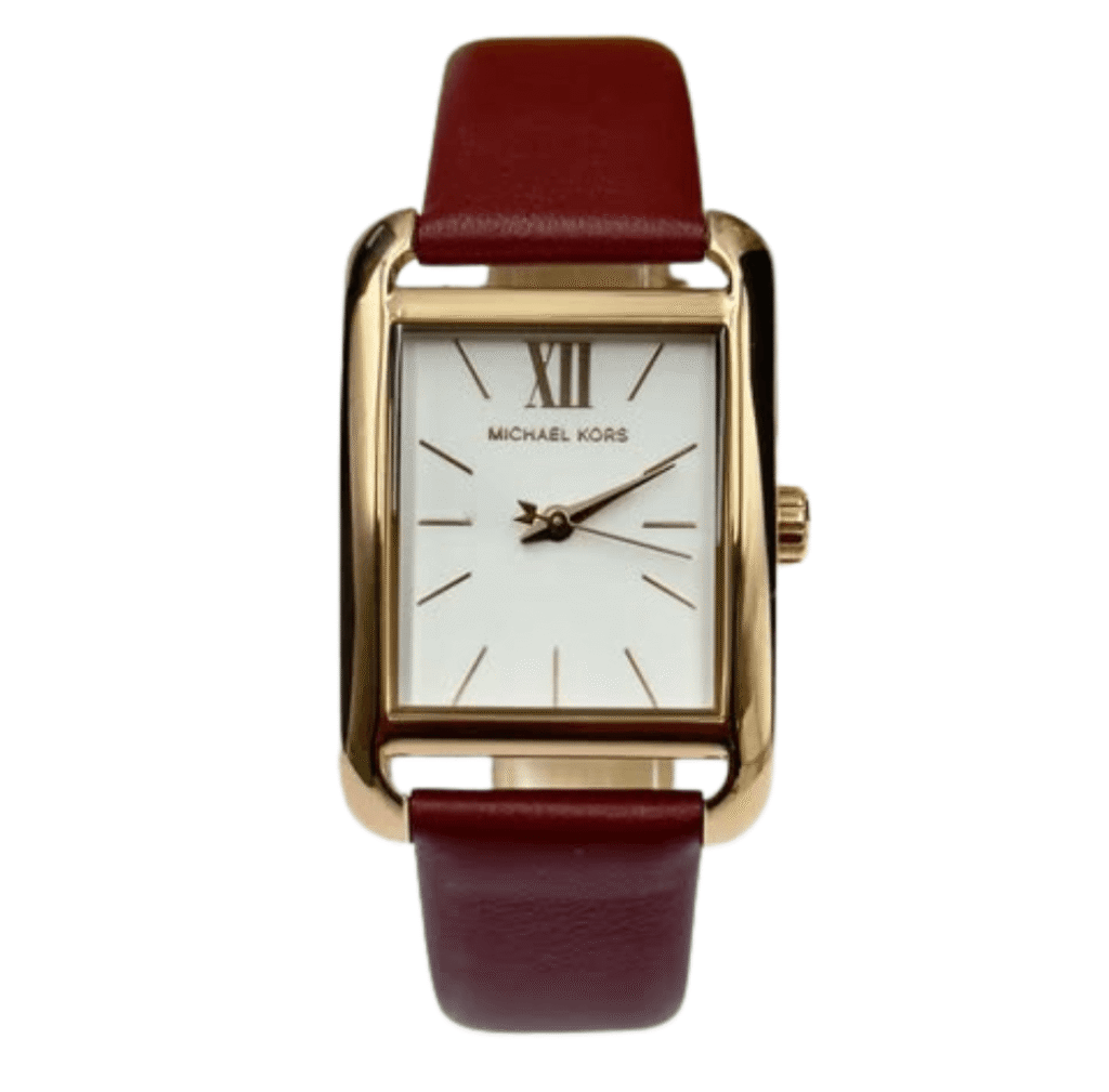 Montre Michael Kors Petite Monroe MKO1098 – Or Cadran Blanc Cuir Bordeaux (MKO1098) Femme