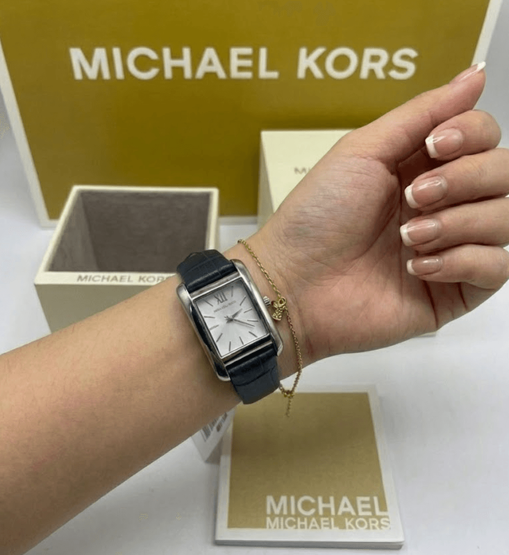 Montre Michael Kors Petite Monroe MKO1099 – Rectangulaire Argenté Cuir Bleu Marine (MKO1099) Femme - الصورة 3