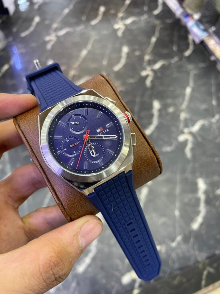 Montre Tommy Hilfiger Homme Bleu Chronographe Bracelet Silicone