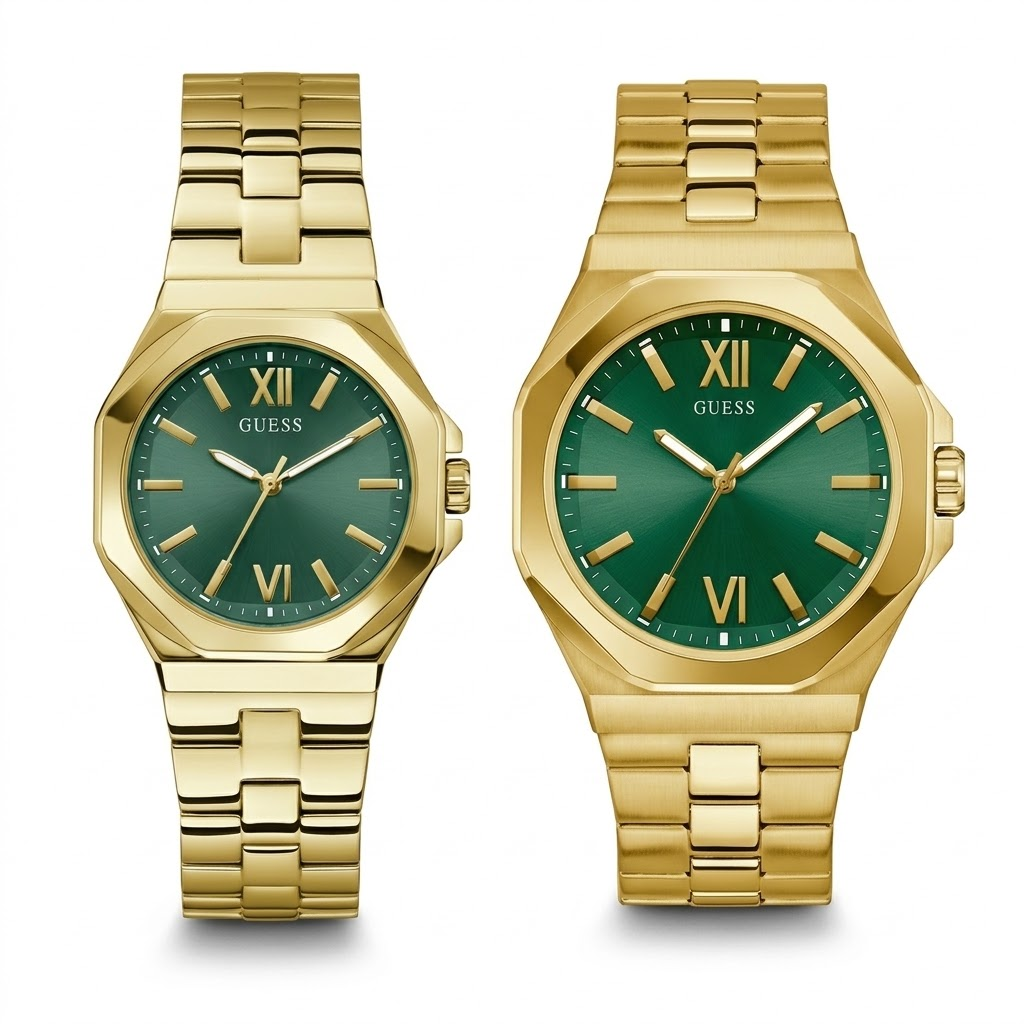 Montre Coffret Couple Guess GW0849G2 & GW0873L2 – Doré et Vert